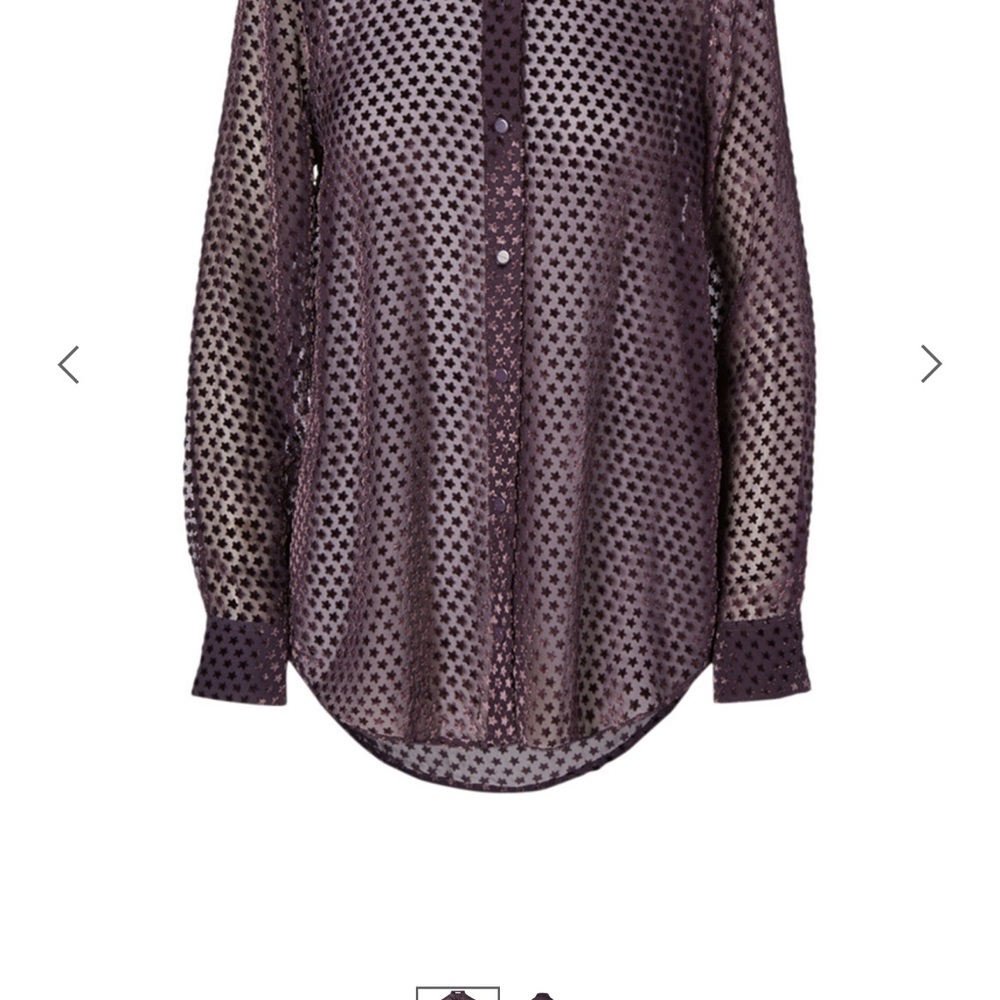 Equipment Silk Viscous Sheer Star-Print Button-Up Blouse - Plum XXS